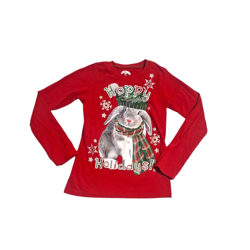 Holiday Time Red Hoppy Holidays Bunny Shirt